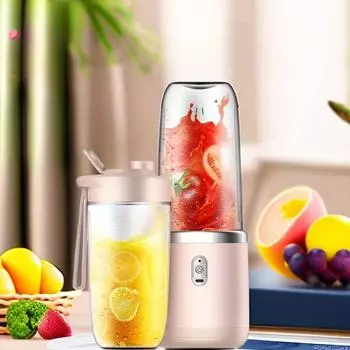 Электрическая соковыжималка с зарядкой от USB, синяя/розовая, блендер для смузи, мини-соковыжималка для фруктов, летняя чашка blue-with lid
