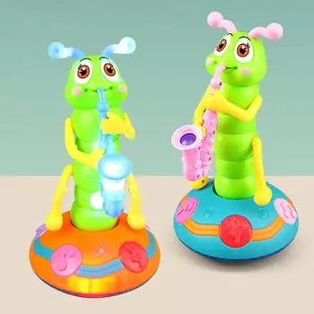 Электрическая танцевальная игрушка «Гусеница», танцующая игрушка «Гусеница», электрическая вертикальная музыкальная игрушка «Гусеница», легкая игрушка-саксофон «Гусеница» Random color