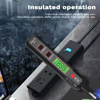 Электрическая тестовая ручка с ЖК-дисплеем, AC12-300V, тестер напряжения, детектор живого/нулевого провода, точка разрыва кабеля чёрный