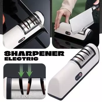 Электрическая точилка для быстрой заточки кухонных ножей, полностью автоматическая и удобная электрическая точилка для домашнего использования One Size чёрный