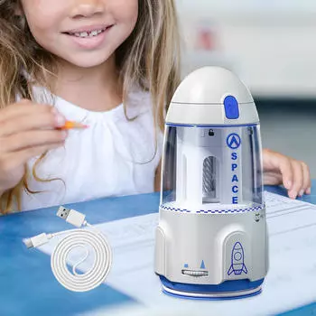 Электрическая точилка для карандашей, автоматическая точилка, контейнер для быстрой заточки, портативный контейнер для дерева синий