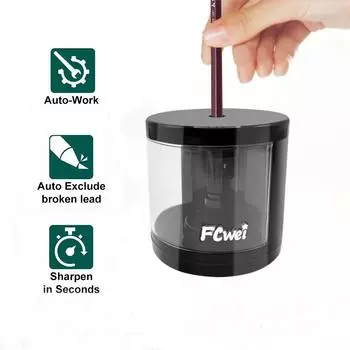 Электрическая точилка для карандашей Детская электрическая точилка для карандашей на батарейках Автоматическая беспроводная точилка чёрный