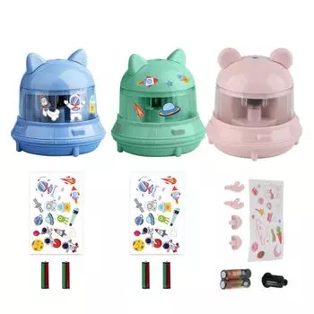 Электрическая точилка для карандашей с рисунком, электрическая точилка на батарейках для детей и школьников Blue