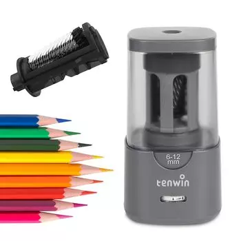 Электрическая точилка для карандашей Tihoo с прочной спиралью, электрическая точилка для цветных карандашей для офисного использования, точилка для детей, режущая, карандаши 6-12 мм,