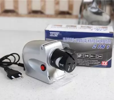 Электрическая точилка для кухонных ножей «два в одном»: Полностью автоматический, быстрый, подключаемый точильный камень European Plug Silver
