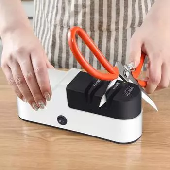 Электрическая точилка для ножей, профессиональная двухступенчатая система заточки и полировки, быстрый и простой в использовании профессиональный инструмент для полировки лезвий для дома белый