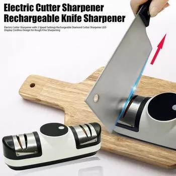 Электрическая точилка для ножей с 3 скоростями, аккумуляторная точилка для ножей со светодиодным дисплеем