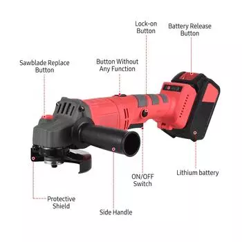 Электрическая угловая шлифовальная машина с батарейным питанием, набор инструментов, портативная бесщеточная шлифовальная машина с литиевой батареей EU Plug 2 Pack Battery