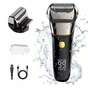 Электрическая USB-перезаряжаемая электрическая бритва на 3 персоны для сухого и влажного бритья USB LED IPX6 можно брить в подарочной бритве Respect for the Aged,