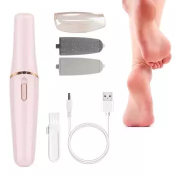 Электрическая USB-пилка для ног для шлифовки пяток, педикюрные инструменты, скребок для ног, профессиональный инструмент для ухода за ногами, роликовая шлифовальная машинка для удаления омертвевшей твердой кожи и мозолей розовый