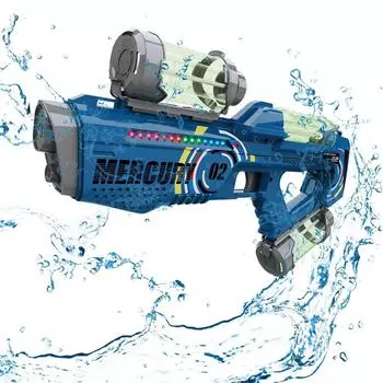 Электрическая Водная Игрушка Для Детей Взрослых, 600CC Большая Емкость Мощная Струя Со Светодиодной Подсветкой, 32 Фута Дальность Водный Бластер Стрельба На Открытом Воздухе Лето One Size синий