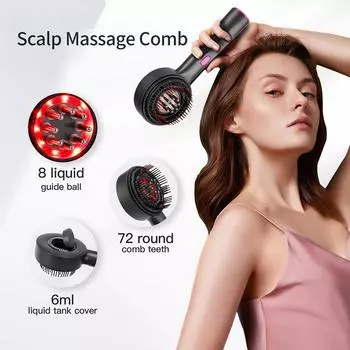 Электрическая вибрационная массажная расческа, портативная расческа для волосяных фолликул, аппликатор для нанесения масла на кожу головы, массажер для головы, средство для роста волос, средство против выпадения волос красный