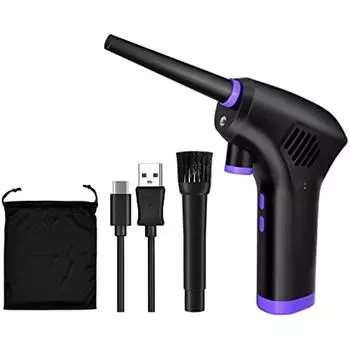 Электрическая воздушная тряпка Беспроводная воздушная тряпка Перезаряжаемая тряпка со сжатым воздухом Воздуходувка 91000 об/мин Хорошая замена для баллончика со сжатым воздухом Многоразовая пыль 20x13x9cm