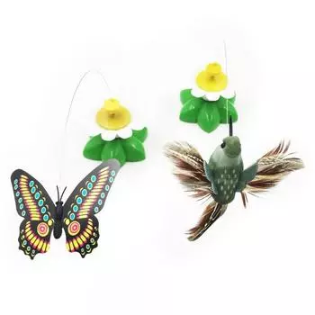 Электрическая вращающаяся красочная бабочка птица забавная собака кошка игрушки забавный питомец собака котенок интерактивные игрушки кошки игрушки царапка игрушка