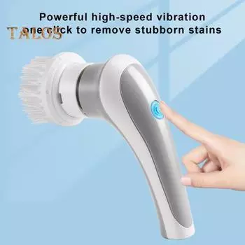 Электрическая вращающаяся щетка для чистки, беспроводная щетка для чистки с мощным двигателем, вращающаяся на 360 градусов, ручная щетка для чистки плитки, пола белый