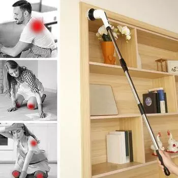 Электрическая вращающаяся щетка для душа с длинной ручкой, водонепроницаемая, IPX7, съемная, перезаряжаемая, беспроводная, для мытья плитки, щетка для мытья пола A