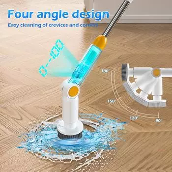 Электрическая вращающаяся скрубберная машина, новая беспроводная щетка для чистки 2025 года, водонепроницаемая IPX7, щетка для чистки душа с 8 сменными насадками белый