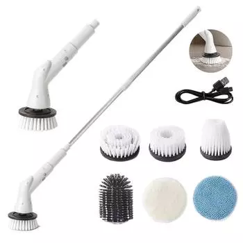 Электрическая вращающаяся скрубберная щетка IPX7 с водонепроницаемой защитой, беспроводная электрическая щетка для чистки, скруббер для душа, ванной комнаты, кухни и автомобиля