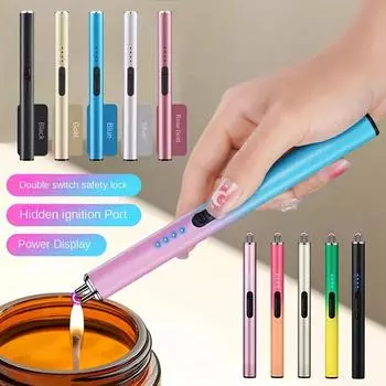 Электрическая зажигалка для свечей, кухонная газовая плита, воспламенитель, палочка, зажигалка, ветрозащитная и беспламенная, перезаряжаемая зажигалка для свечей, гриля, барбекю, кемпинга