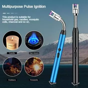 Электрическая зажигалка USB перезаряжаемая плазменная электронная дуговая зажигалка для свечей кухня барбекю чёрный