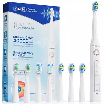 Электрическая зубная щетка 507N, 1 ручка + 8 насадок, интерфейс постоянного тока, зарядка через USB, 5 скоростей, таймер чёрный