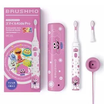 Электрическая зубная щетка Brassimo Smile Kids Pro Sonic Электрическая зубная щетка SuperSimple Collaboration Может использоваться как детьми, так и взрослыми POP design розовый