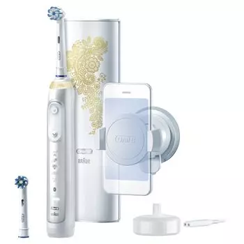 Электрическая зубная щетка Braun Oral B Genius 10000A Marrakesh White, совместимая с напряжением D7015266XCMK (Зарубежная модель)