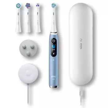Электрическая зубная щетка Braun Oral B iO9S в одной 4 сменные щетки iOM94W11ACAM аквамарин (Все готово)