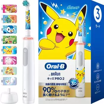 Электрическая зубная щетка Braun Oral B Kids PRO2 Pokemon D5055233KPKMWT Белая (Детская зубная щетка) белый