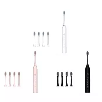 Электрическая зубная щетка для детей и взрослых, электрическая зубная щетка с USB-разъемом, 30 дней, работает на время, 6 режимов чистки, для путешествий, домашнего использования белый