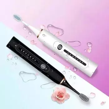 Электрическая зубная щетка для взрослых, 6 режимов, с функцией памяти передач, напоминанием о мощности белый