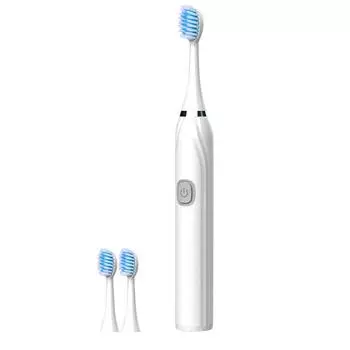 Электрическая зубная щетка для взрослых, электрическая вращающаяся зубная щетка, домашняя водонепроницаемая вибрирующая зубная щетка с мягкой щетиной, каппа с 3 насадками One Size белый