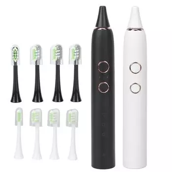 Электрическая зубная щетка для взрослых IPX7 Водонепроницаемая 4-скоростная вибрационная щетка для чистки зубов с 4 насадками Black