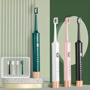 Электрическая зубная щетка для взрослых Sonic Срок службы батареи 35 дней USB-перезаряжаемая IPX7 водонепроницаемая зубная щетка Высокочастотная чистка 6 режимов чистки белый
