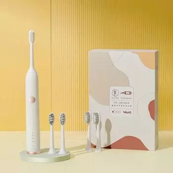Электрическая зубная щетка для взрослых, ультразвуковая, мягкая щетина, магнитная подвеска, подарочный набор для пар белый
