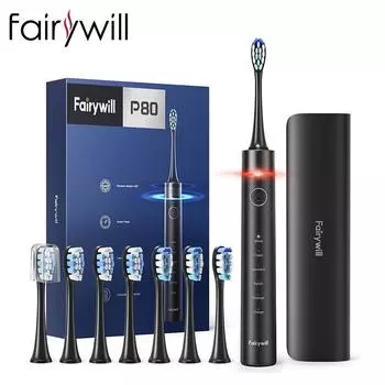 Электрическая зубная щетка Fairywill P80, датчик давления, отбеливание, USB перезаряжаемый умный таймер для взрослых