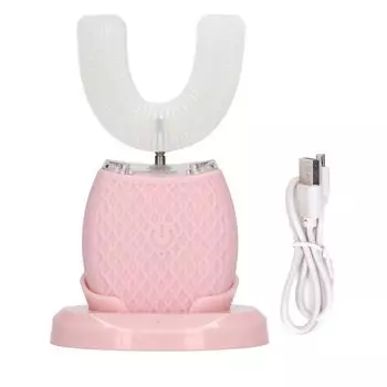 Электрическая зубная щетка IPX7 Водонепроницаемая U-образная массажная ультразвуковая зубная щетка с базой 5 В USB-зарядка