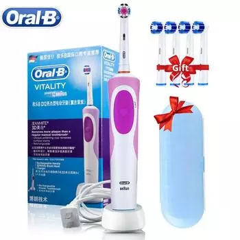 Электрическая зубная щетка Oral B D12 Vitality, перезаряжаемая 2D вращающаяся сменная насадка для глубокой очистки, гигиеническая электронная зубная щетка синий