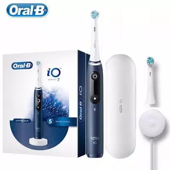 Электрическая зубная щетка Oral B io7 с 2 насадками Профессиональная интеллектуальная технология Датчик давления зубной щетки AI Отслеживание 5 режимов Перезаряжаемый белый