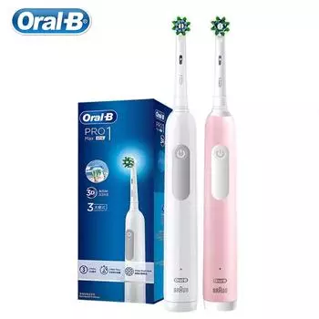 Электрическая зубная щетка Oral B Pro Max, 3 режима чистки, таймер, датчик давления, перекрестное действие, глубокая чистка зубов, зубная щетка розовый