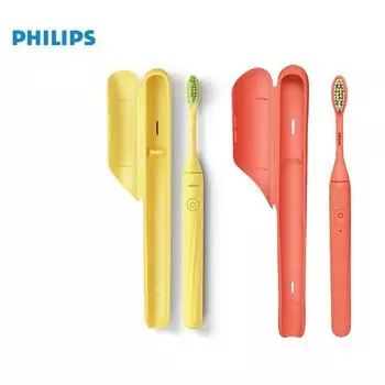 Электрическая зубная щетка Philips серии ONE, версия с 1 батареей AAA, HY1100, электрическая зубная щетка с звуковой вибрацией для взрослых, дорожная модель с ящиком для хранения красный