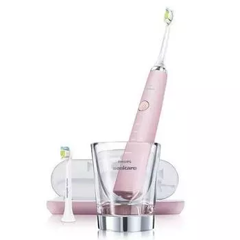 Электрическая зубная щетка Philips Sonic Вибрирующая алмазная зубная щетка Дорожный футляр + 2 стеклянные насадки, розовые, HX9362