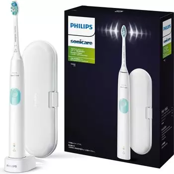 Электрическая зубная щетка Philips Sonicare Protect Clean Plus, чехол для щетки, белый, мятный [модель 2024 г.] (Чистящая головка/подставка для зарядки/дорожные принадлежности включены) HX6809/73