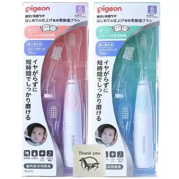 Электрическая зубная щетка Pigeon для отделки розового зеленого цвета, набор из 1 предмета, оригинальный логотип Kunutonn, бонус включен в первый раз + +