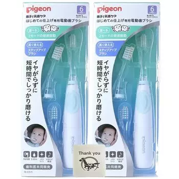 Электрическая зубная щетка Pigeon для первой отделки, зеленый набор из 2 штук, оригинальный логотип Kunutonn, бонус включен + зелёный