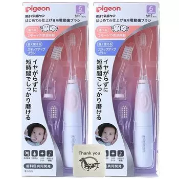 Электрическая зубная щетка Pigeon за набор из 2 штук с бонусом и оригинальным логотипом Kunutonn, первая чистка, розовая, + розовый