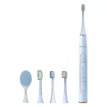 Электрическая зубная щетка ROAMAN Sonic T10, электрическая зубная щетка, полностью водонепроницаемая, 3 сменные щетки, щетка для очищения лица с футляром для хранения, 2 минуты