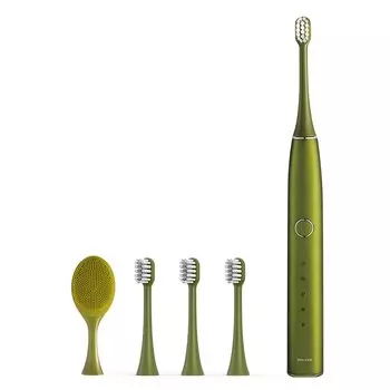 Электрическая зубная щетка ROAMAN Sonic T10S, перезаряжаемая, с высокой вибрацией 48000 оборотов в минуту, долговечная, с функцией чистки лица, зеленая