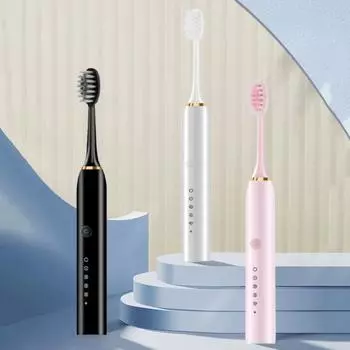 Электрическая зубная щетка с 8 насадками, 6 режимами чистки, умные таймеры, водонепроницаемость IPX7, USB-зарядка, дорожная зубная щетка для мужчин и женщин для взрослых белый