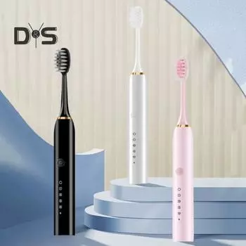 Электрическая зубная щетка с 8 насадками, 6 режимами чистки, умные таймеры, водонепроницаемость IPX7, USB-зарядка, дорожная зубная щетка для мужчин и женщин для взрослых белый